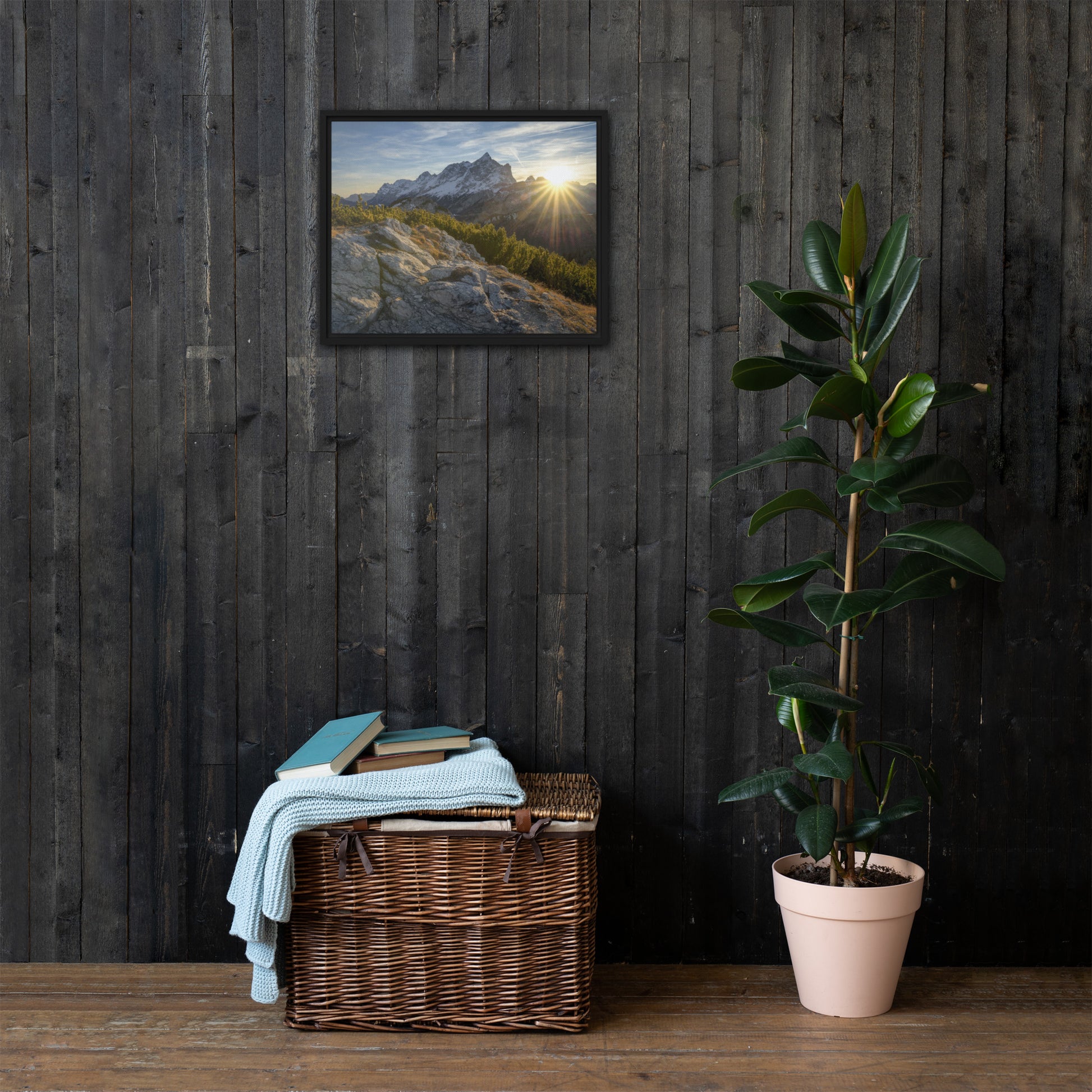 high quality landscape mountain view framed canvas