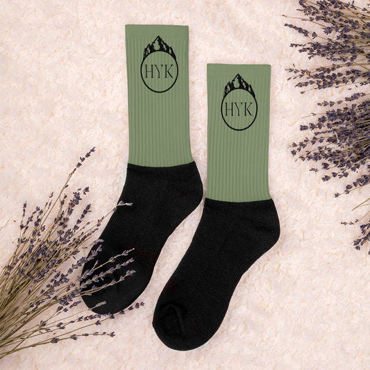 high quality green sublimated hiking socks