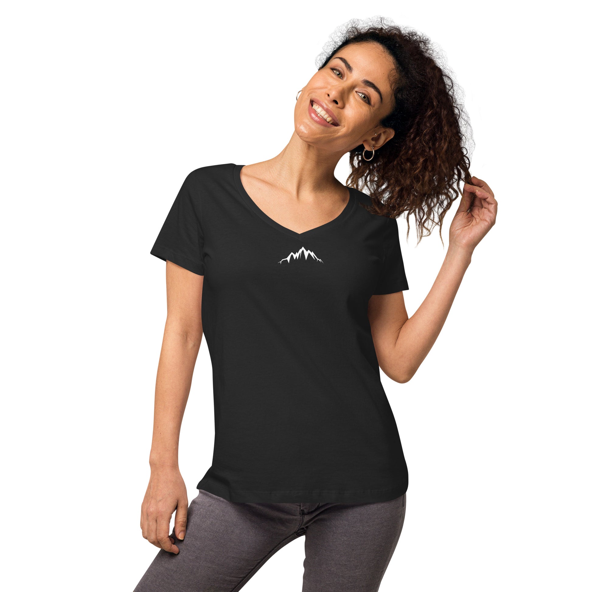 luxury high quality designer womens v-neck t-shirt for hiking and mountaineering